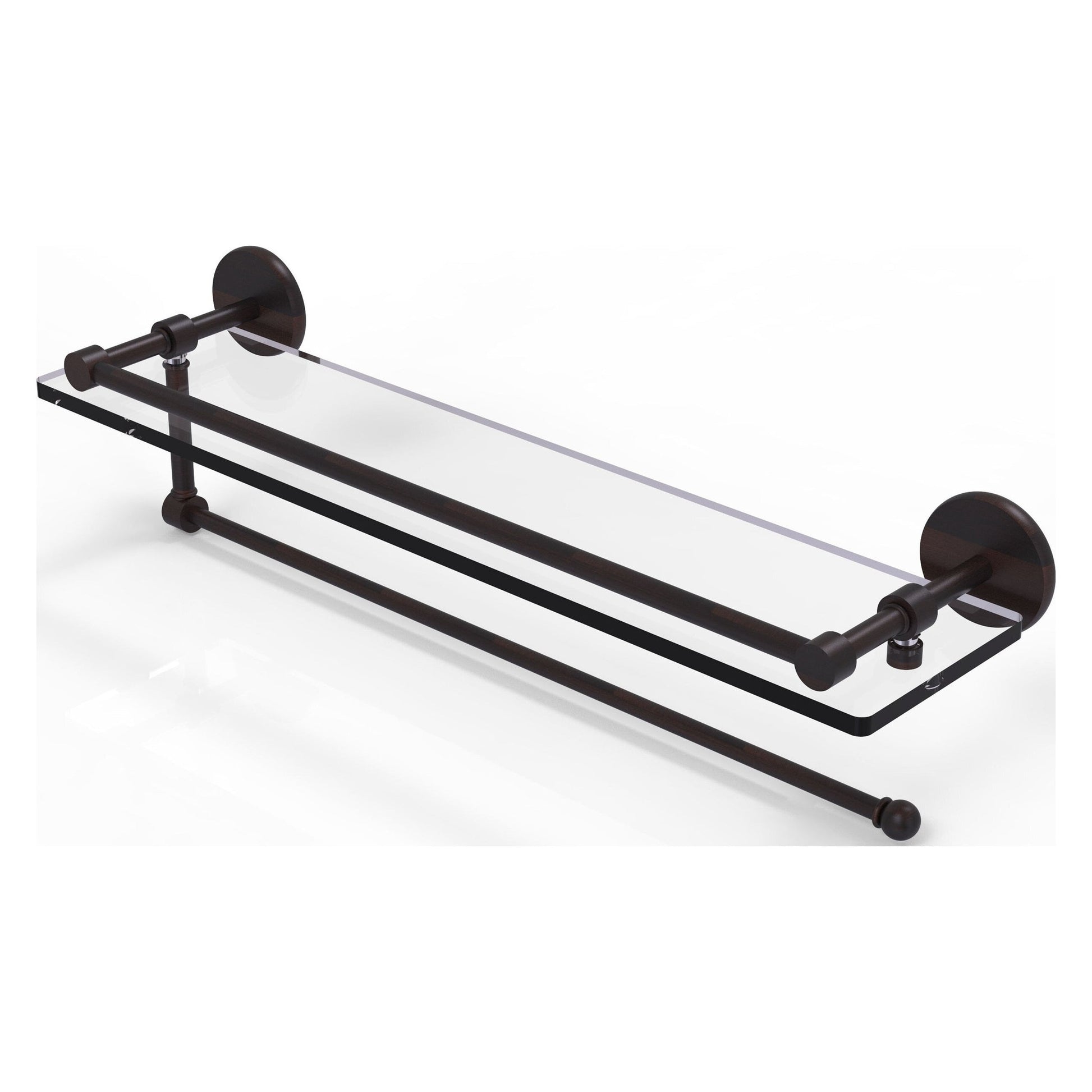 Allied Brass Prestige Skyline 22" x 5" Venetian Bronze Solid Brass Paper Towel Holder With 22" Gallery Glass Shelf