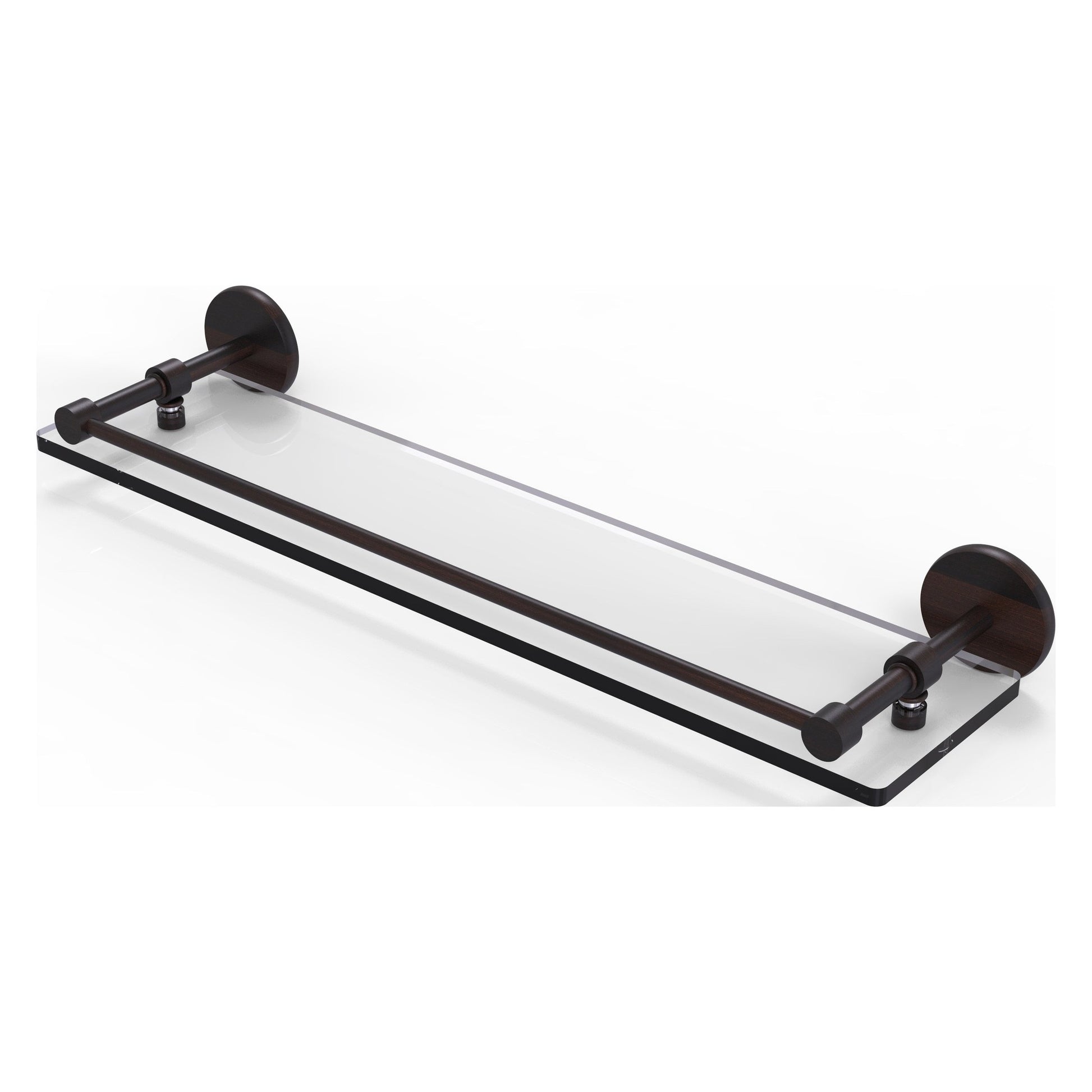 Allied Brass Prestige Skyline 22" x 5" Venetian Bronze Solid Brass Tempered Glass Shelf With Gallery Rail
