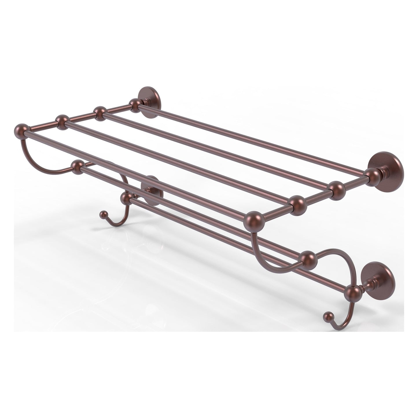 Allied Brass Prestige Skyline 24" x 14" Antique Copper Solid Brass Train Rack Towel Shelf