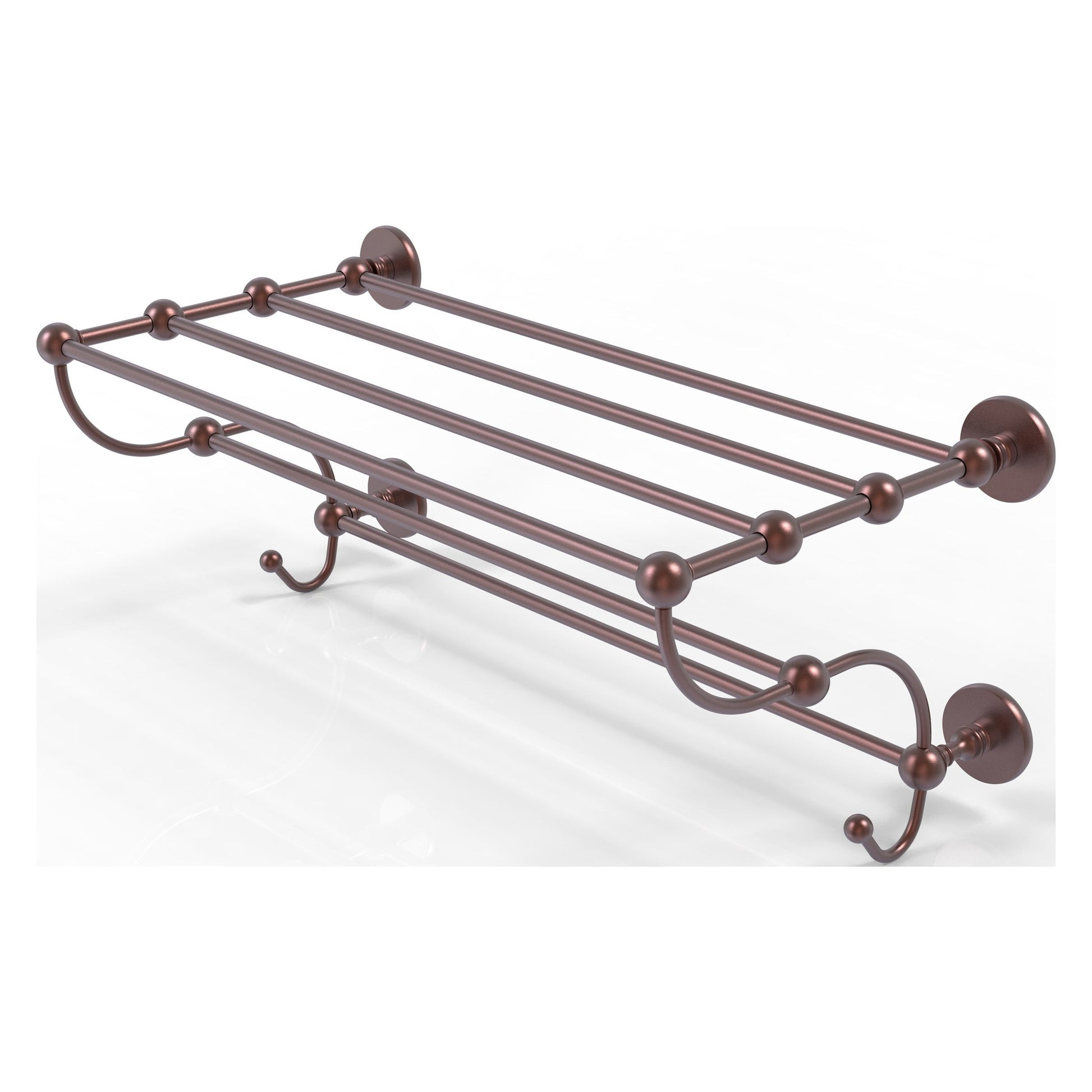 Allied Brass Prestige Skyline 24" x 14" Antique Copper Solid Brass Train Rack Towel Shelf
