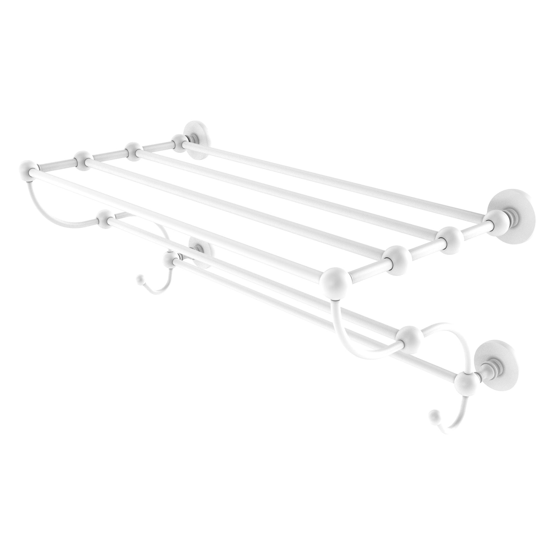 Allied Brass Prestige Skyline 24" x 14" Matte White Solid Brass Train Rack Towel Shelf