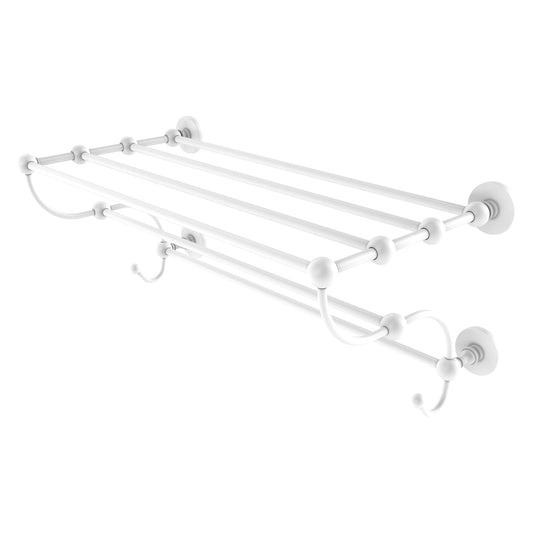 Allied Brass Prestige Skyline 24" x 14" Matte White Solid Brass Train Rack Towel Shelf
