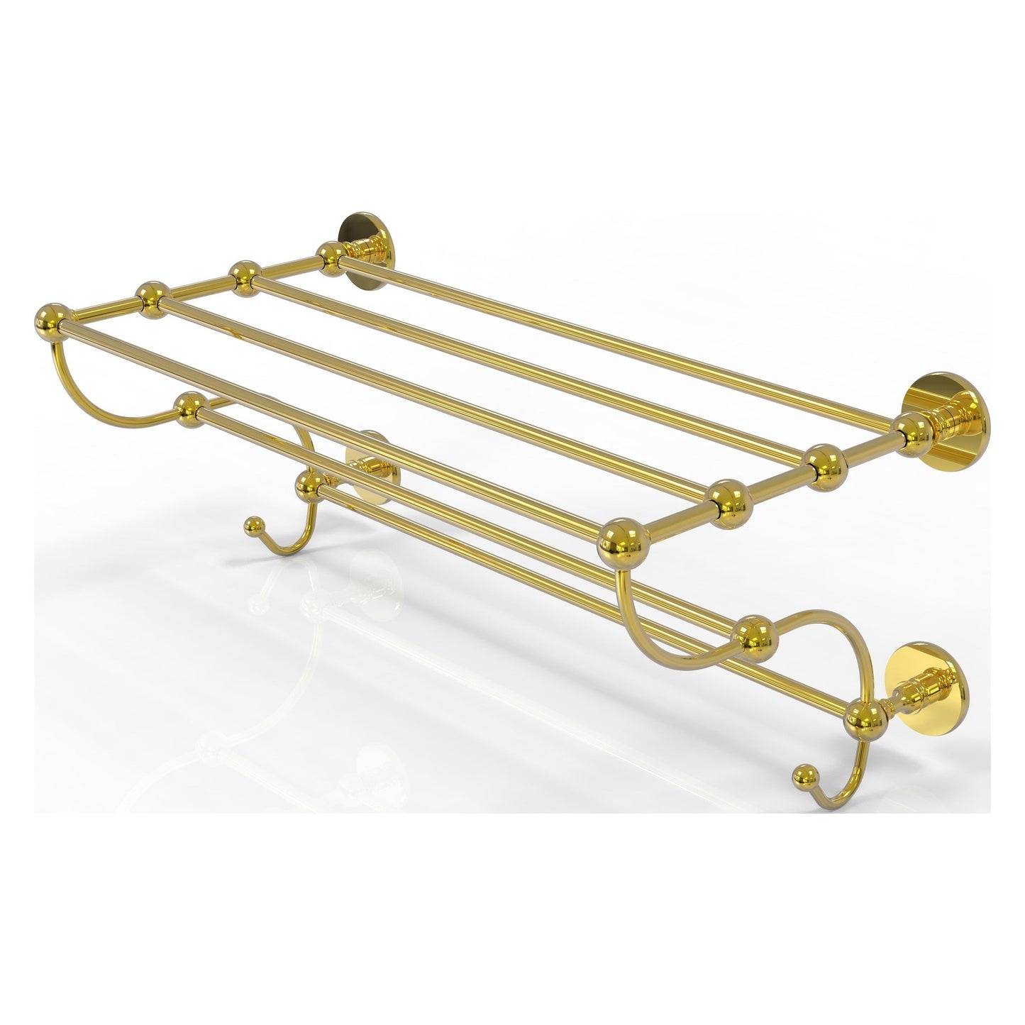 Allied Brass Prestige Skyline 24" x 14" Polished Brass Solid Brass Train Rack Towel Shelf