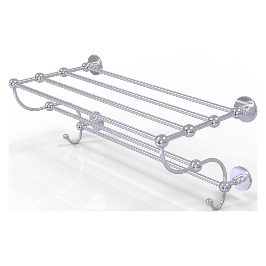 Allied Brass Prestige Skyline 24" x 14" Satin Chrome Solid Brass Train Rack Towel Shelf