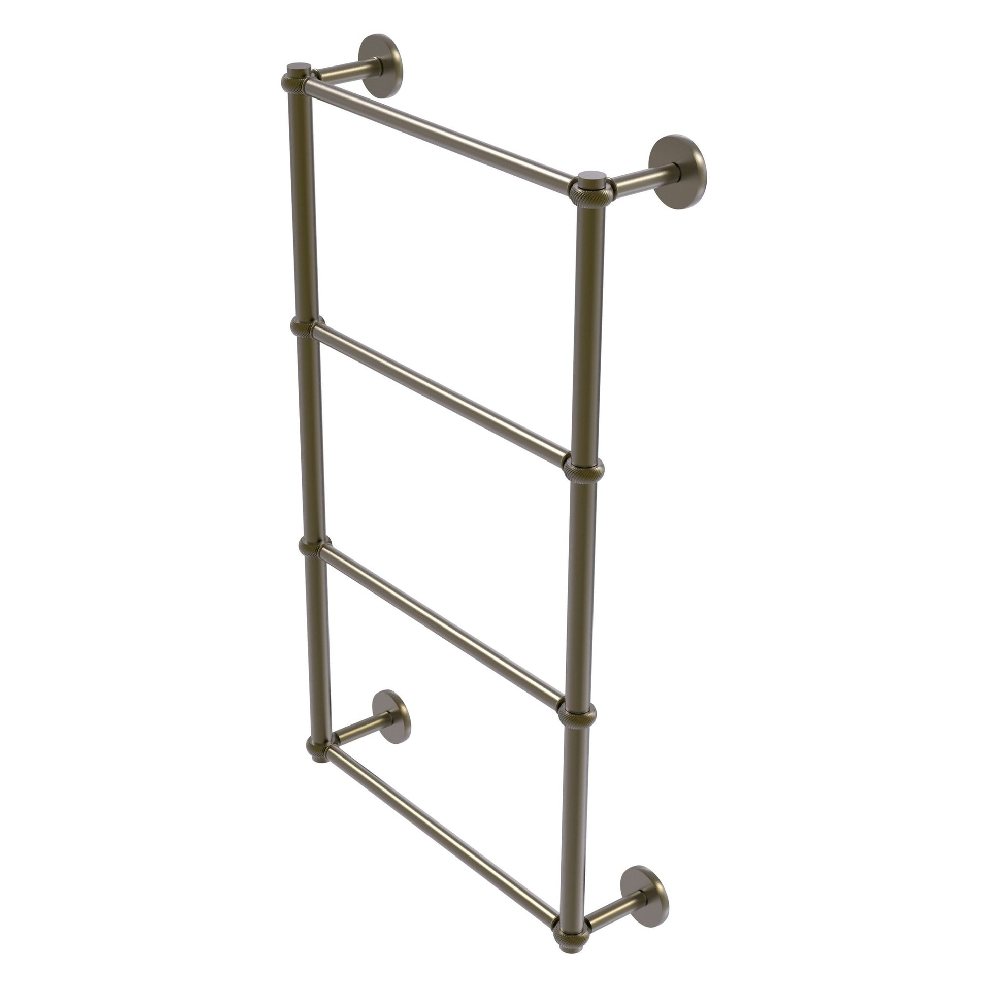Allied Brass Prestige Skyline 24" x 5" Antique Brass Solid Brass 4-Tier Ladder Towel Bar With Twisted Detail