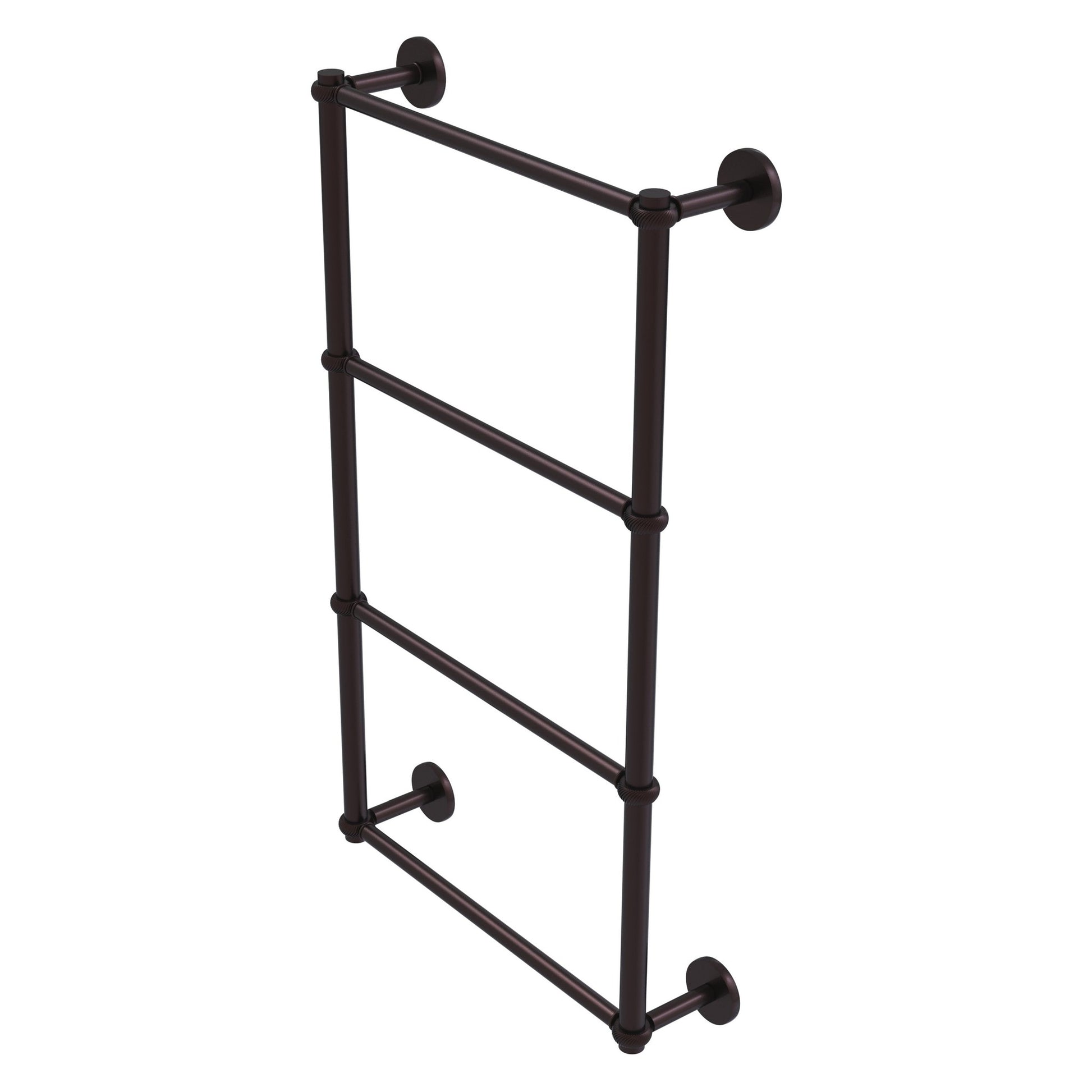 Allied Brass Prestige Skyline 24" x 5" Antique Bronze Solid Brass 4-Tier Ladder Towel Bar With Twisted Detail