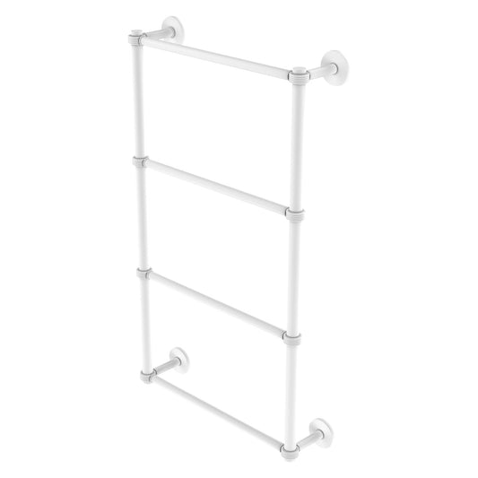 Allied Brass Prestige Skyline 24" x 5" Matte White Solid Brass 4-Tier Ladder Towel Bar With Grooved Detail