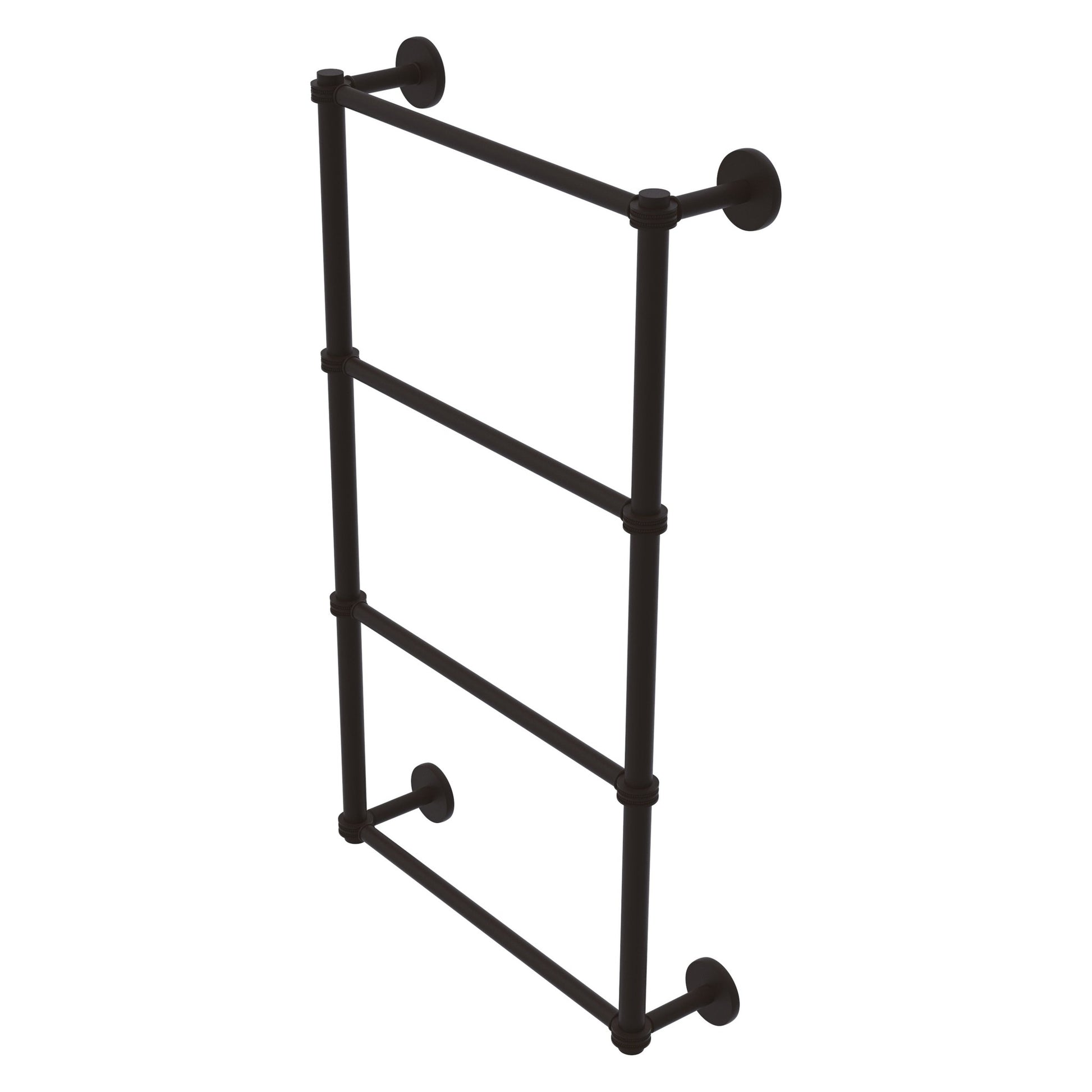 Allied Brass Prestige Skyline 24" x 5" Oil Rubbed Bronze Solid Brass 4-Tier Ladder Towel Bar With Dotted Detail