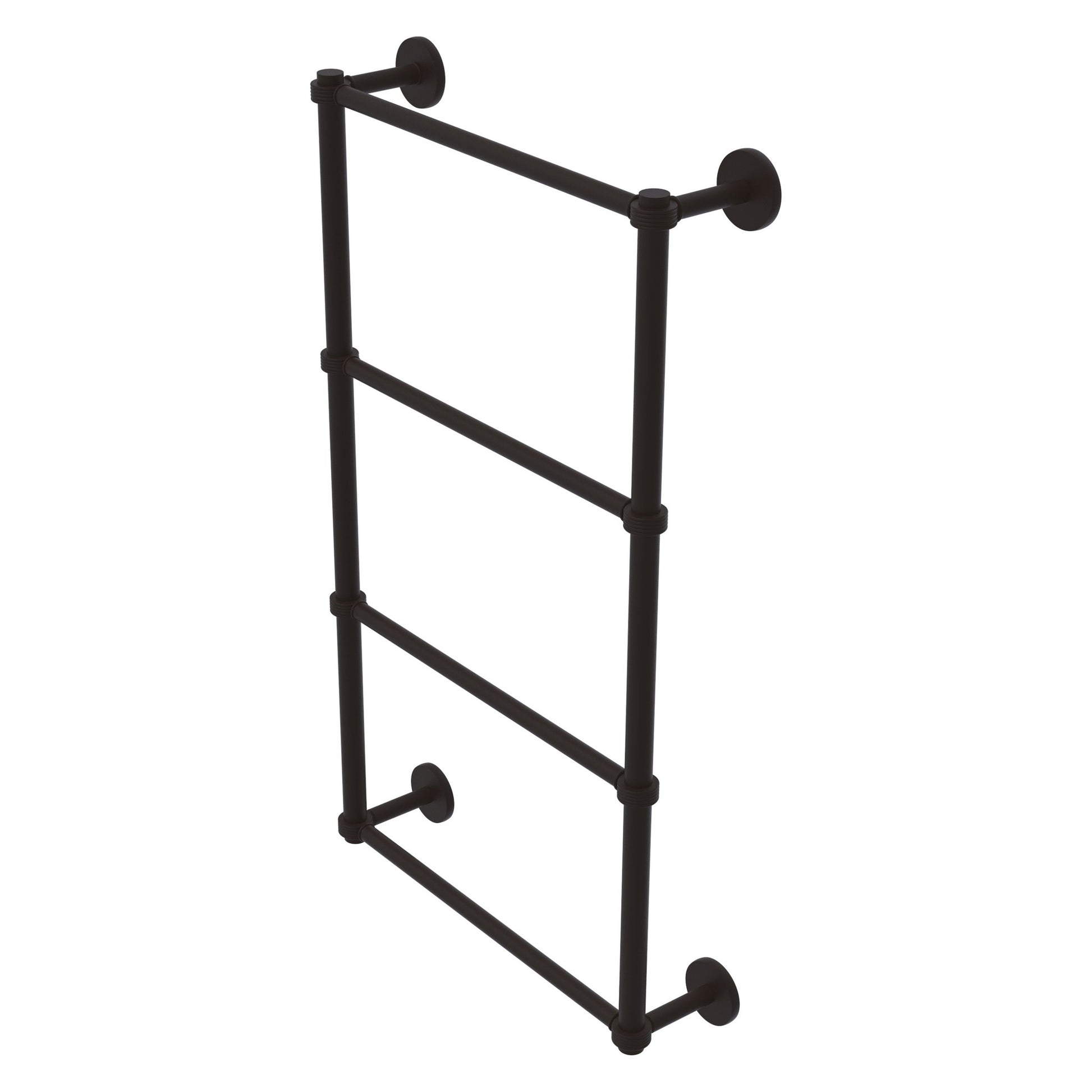 Allied Brass Prestige Skyline 24" x 5" Oil Rubbed Bronze Solid Brass 4-Tier Ladder Towel Bar With Grooved Detail