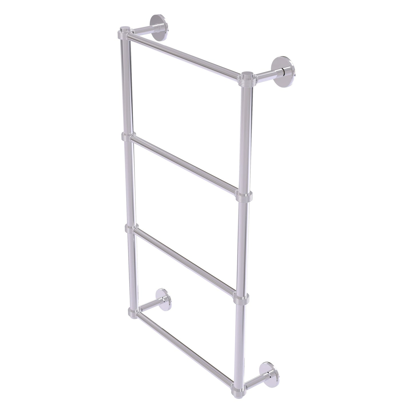 Allied Brass Prestige Skyline 24" x 5" Polished Chrome Solid Brass 4-Tier Ladder Towel Bar With Grooved Detail