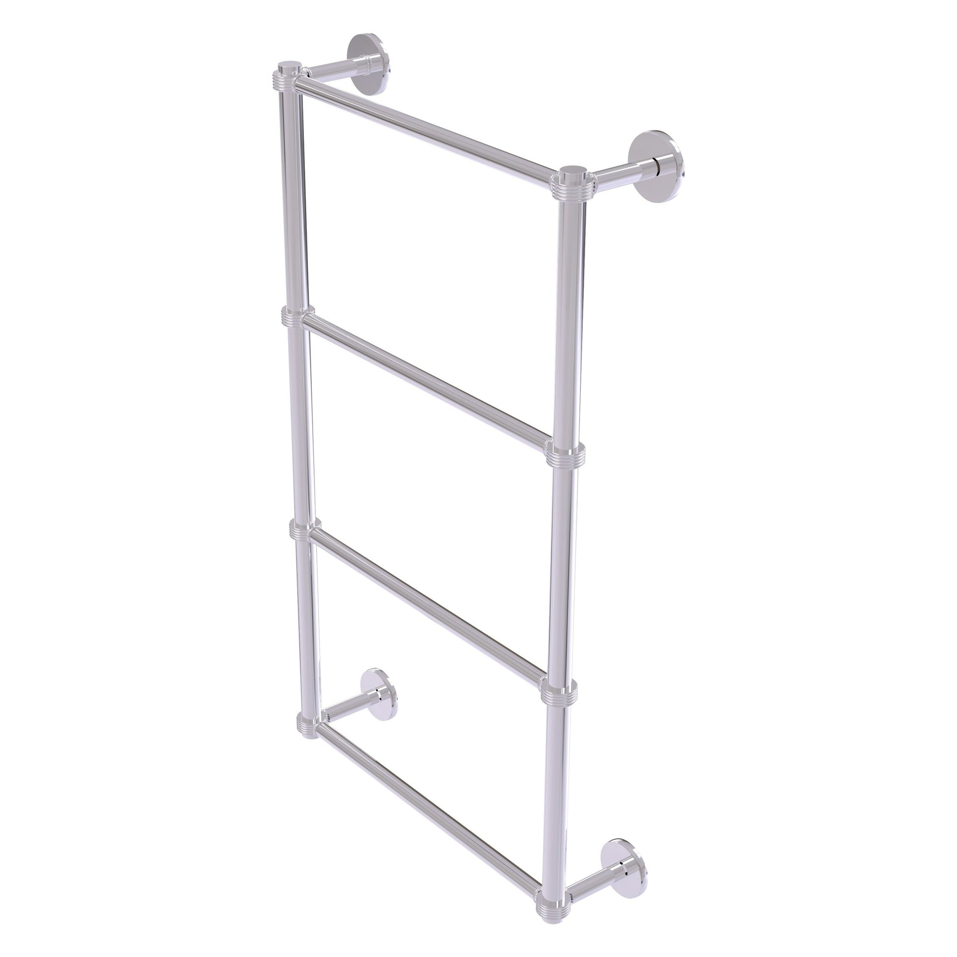 Allied Brass Prestige Skyline 24" x 5" Polished Chrome Solid Brass 4-Tier Ladder Towel Bar With Grooved Detail