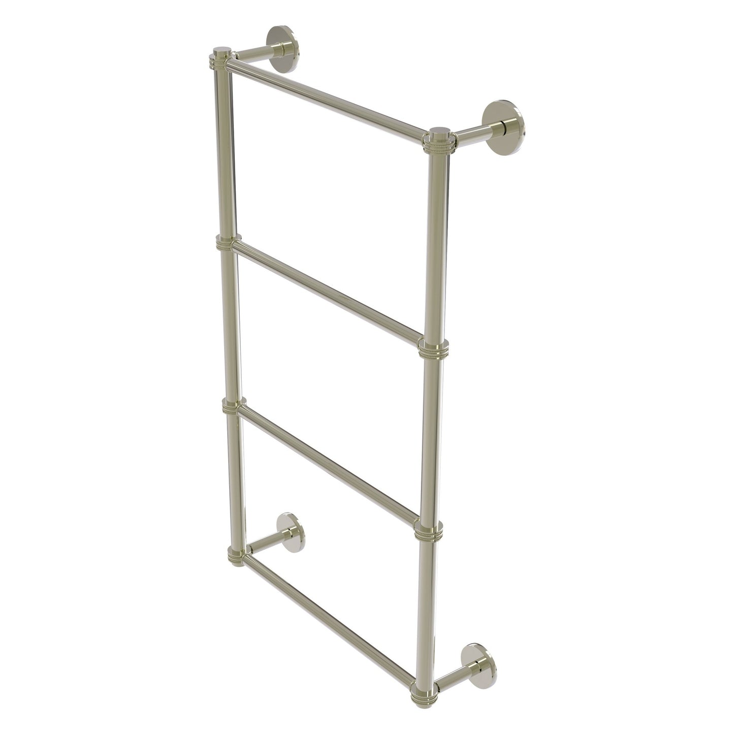 Allied Brass Prestige Skyline 24" x 5" Polished Nickel Solid Brass 4-Tier Ladder Towel Bar With Dotted Detail