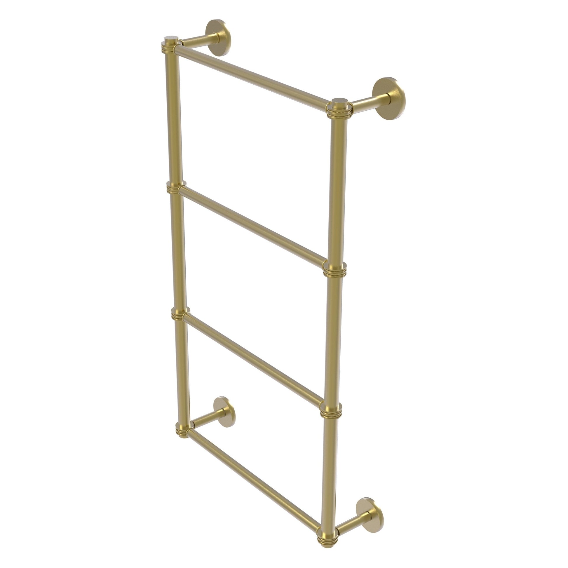 Allied Brass Prestige Skyline 24" x 5" Satin Brass Solid Brass 4-Tier Ladder Towel Bar With Dotted Detail