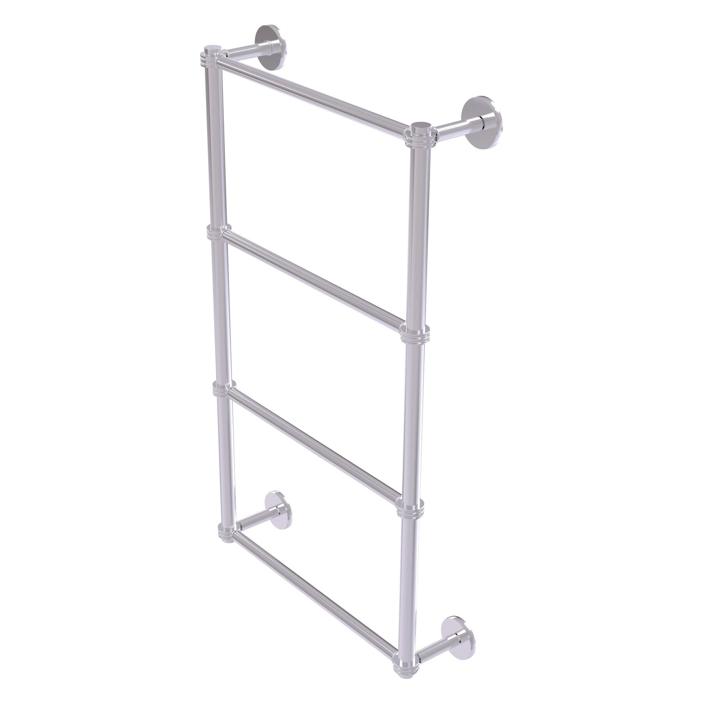 Allied Brass Prestige Skyline 24" x 5" Satin Chrome Solid Brass 4-Tier Ladder Towel Bar With Dotted Detail
