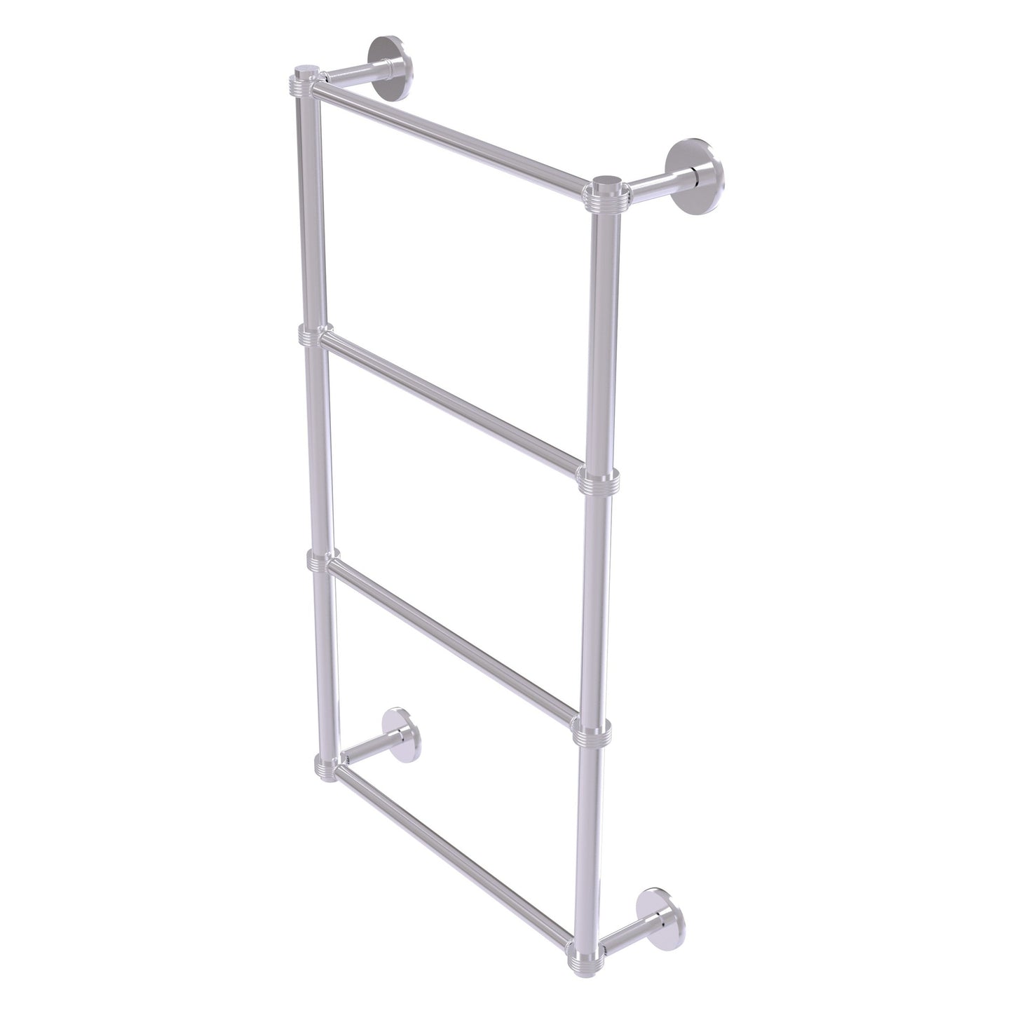 Allied Brass Prestige Skyline 24" x 5" Satin Chrome Solid Brass 4-Tier Ladder Towel Bar With Grooved Detail