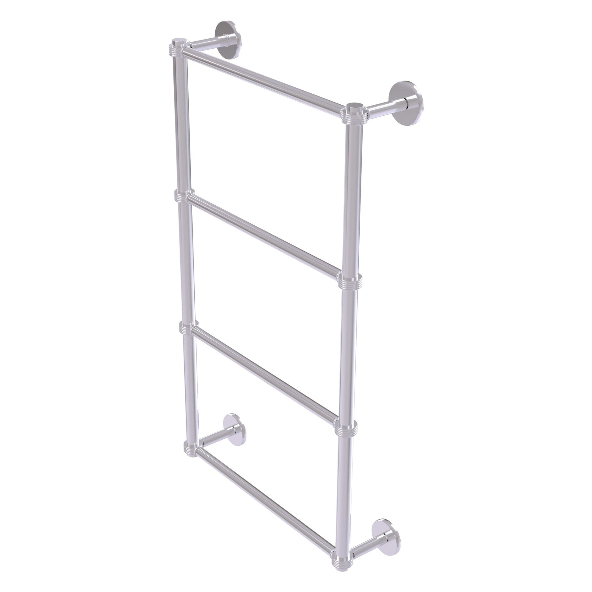 Allied Brass Prestige Skyline 24" x 5" Satin Chrome Solid Brass 4-Tier Ladder Towel Bar With Grooved Detail