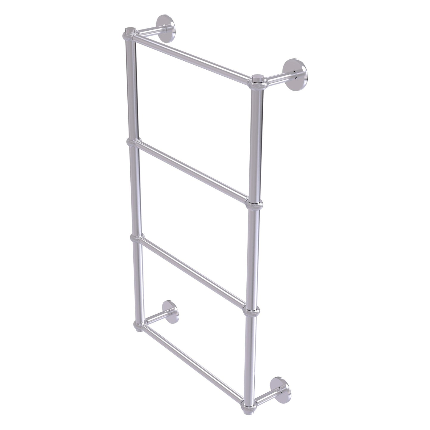 Allied Brass Prestige Skyline 24" x 5" Satin Chrome Solid Brass 4-Tier Ladder Towel Bar With Twisted Detail