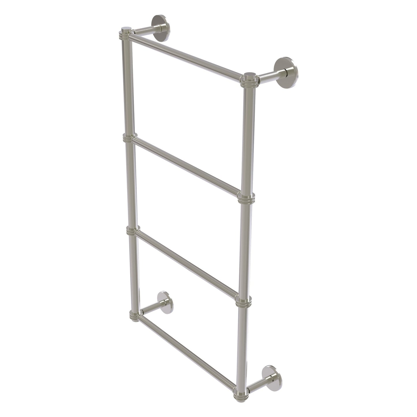 Allied Brass Prestige Skyline 24" x 5" Satin Nickel Solid Brass 4-Tier Ladder Towel Bar With Dotted Detail