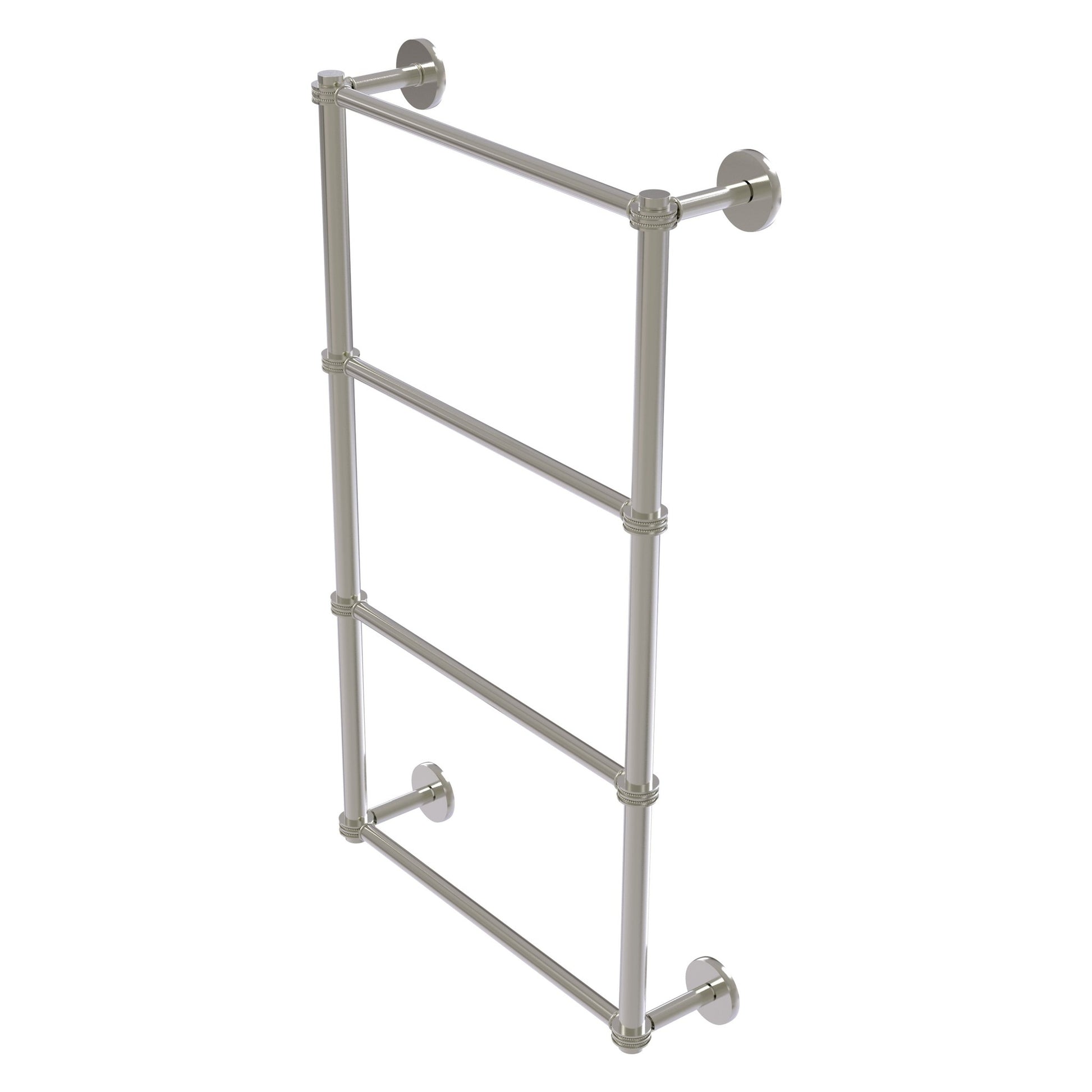Allied Brass Prestige Skyline 24" x 5" Satin Nickel Solid Brass 4-Tier Ladder Towel Bar With Dotted Detail