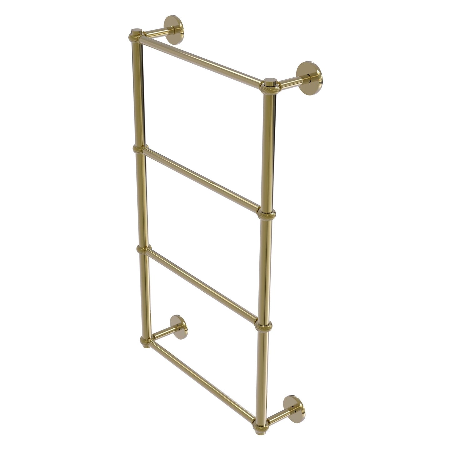 Allied Brass Prestige Skyline 24" x 5" Unlacquered Brass Solid Brass 4-Tier Ladder Towel Bar With Twisted Detail
