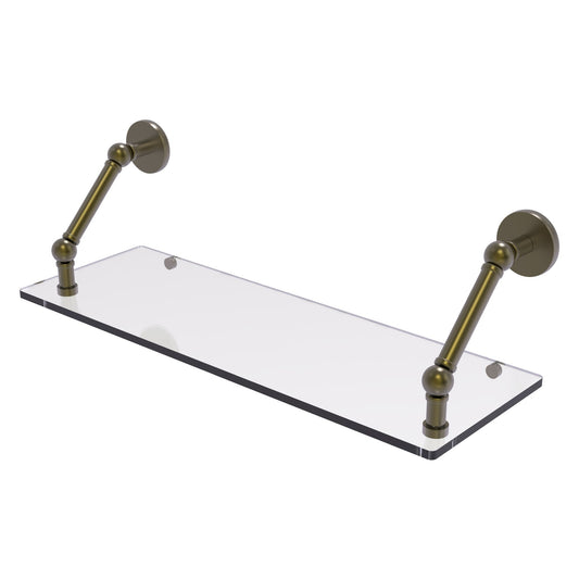 Allied Brass Prestige Skyline 24" x 8" Antique Brass Solid Brass Floating Glass Shelf