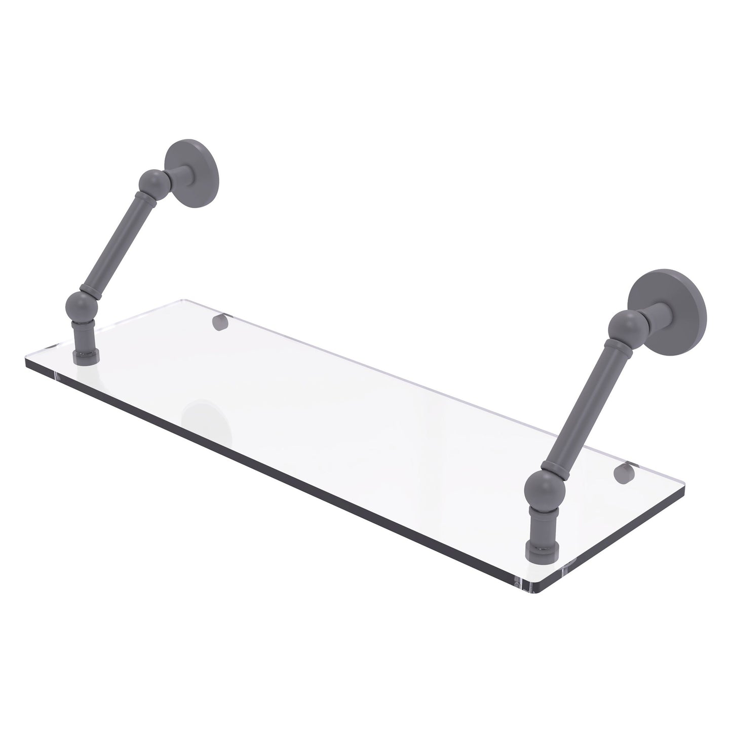 Allied Brass Prestige Skyline 24" x 8" Matte Gray Solid Brass Floating Glass Shelf