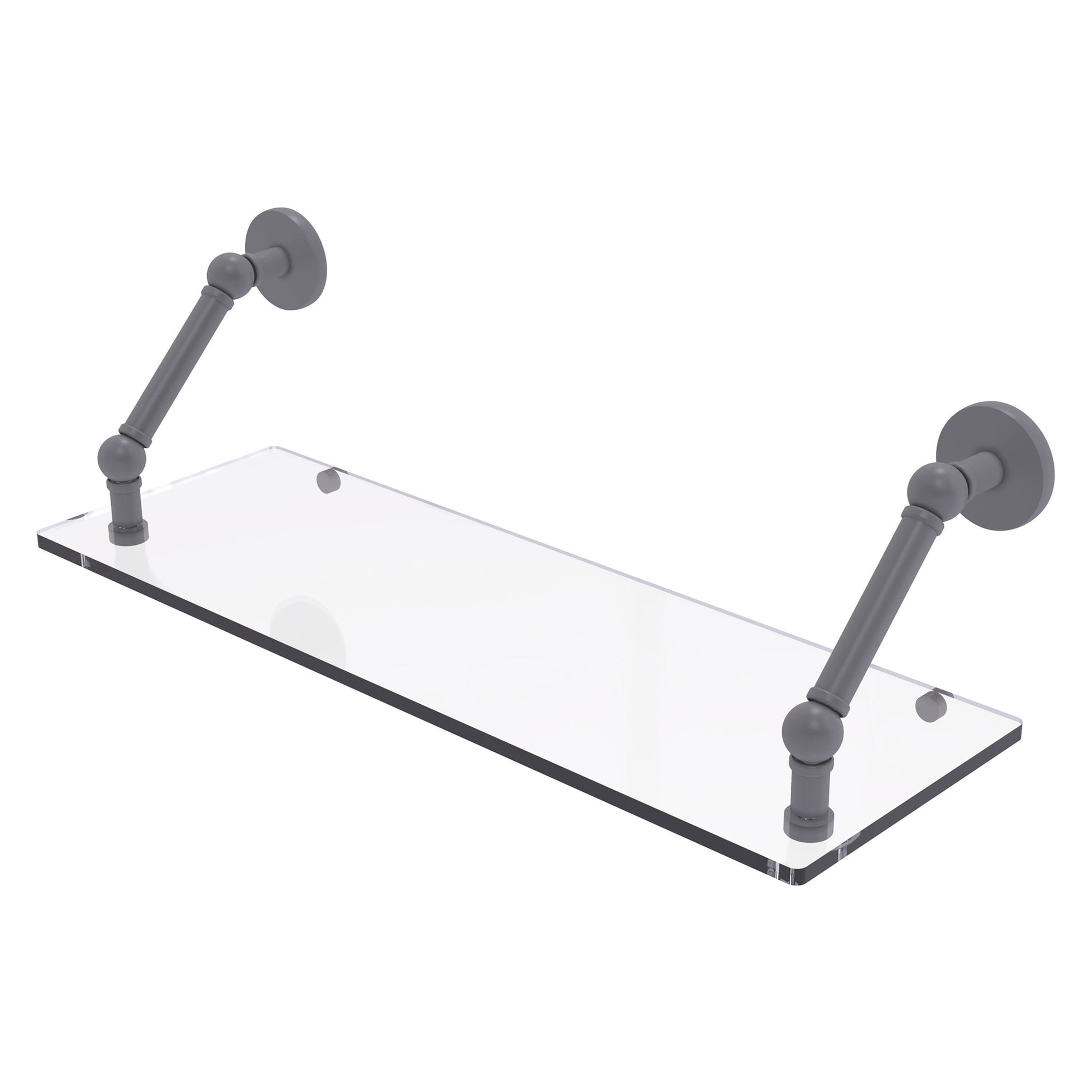 Allied Brass Prestige Skyline 24" x 8" Matte Gray Solid Brass Floating Glass Shelf