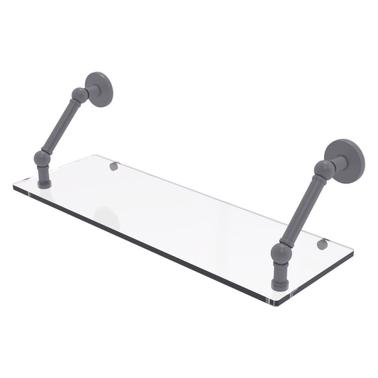 Allied Brass Prestige Skyline 24" x 8" Matte Gray Solid Brass Floating Glass Shelf