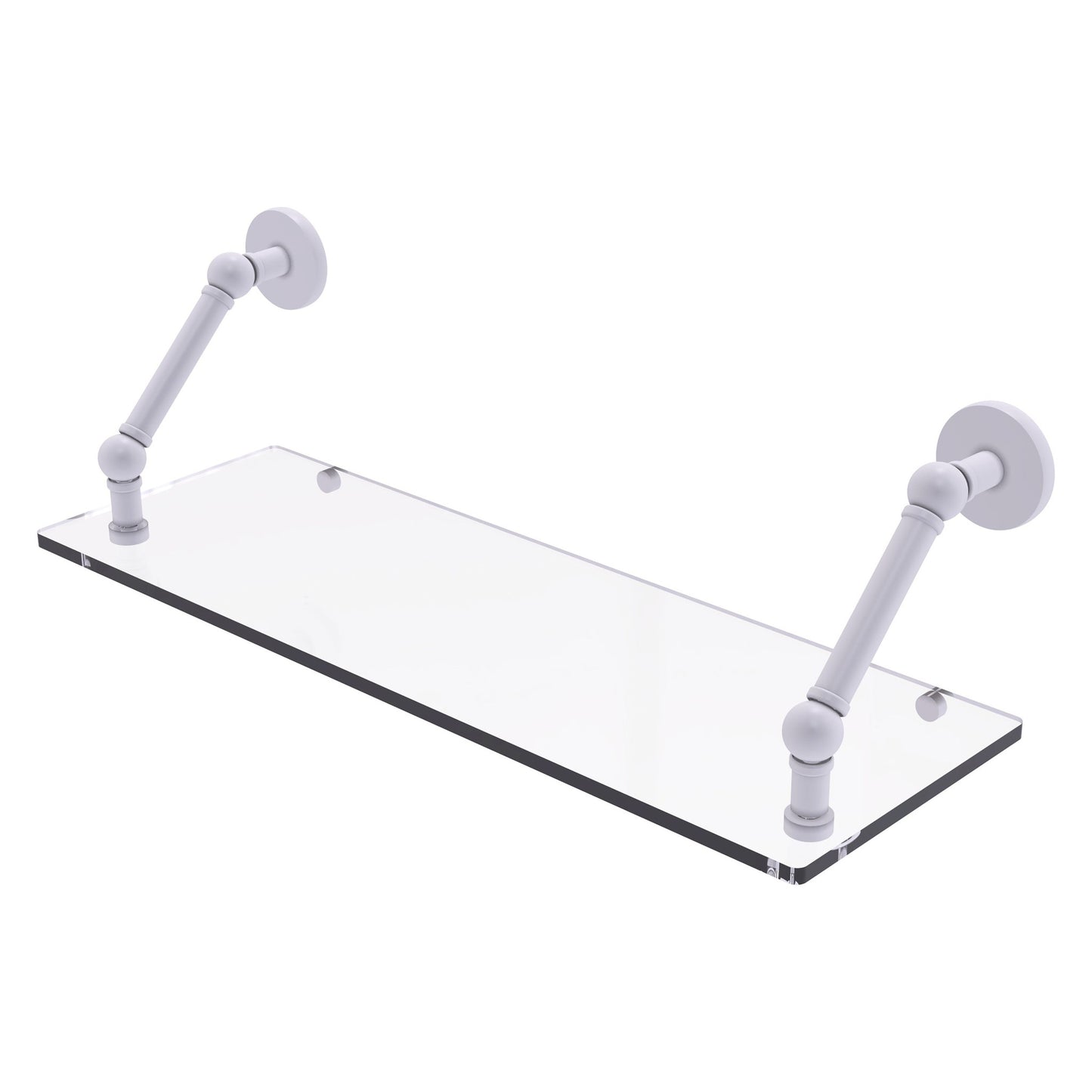 Allied Brass Prestige Skyline 24" x 8" Matte White Solid Brass Floating Glass Shelf