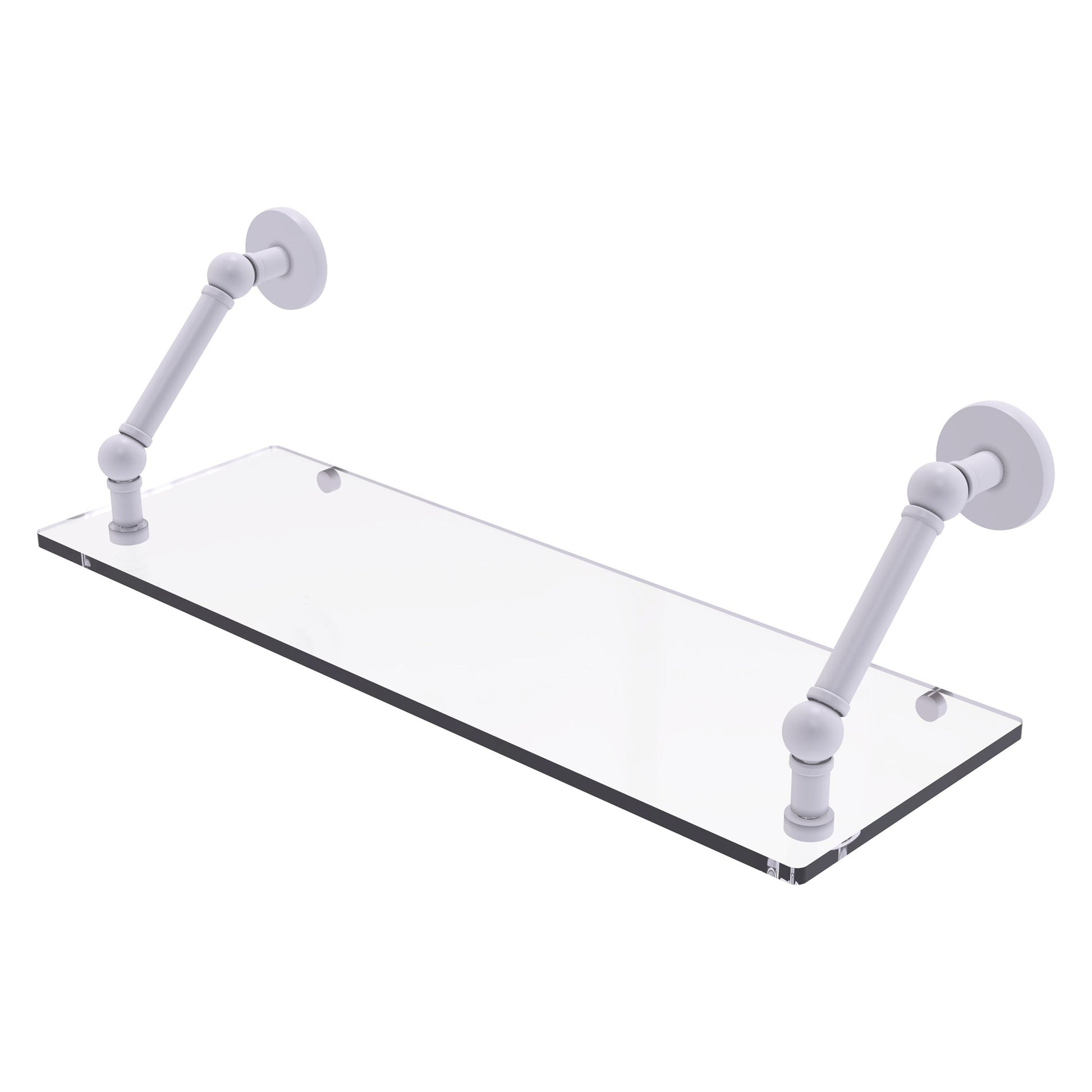 Allied Brass Prestige Skyline 24" x 8" Matte White Solid Brass Floating Glass Shelf