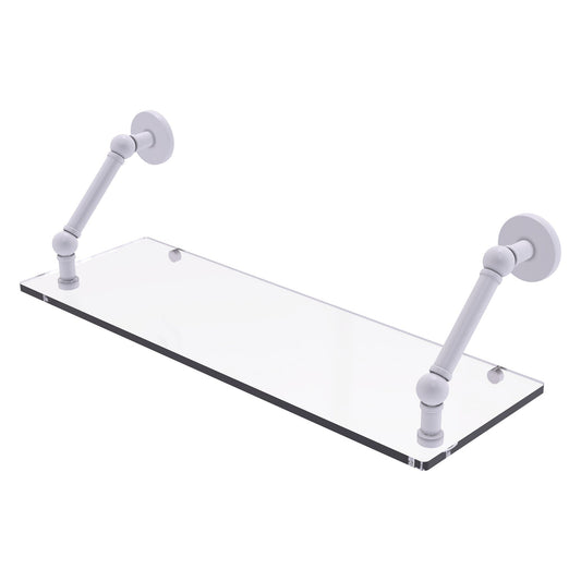 Allied Brass Prestige Skyline 24" x 8" Matte White Solid Brass Floating Glass Shelf