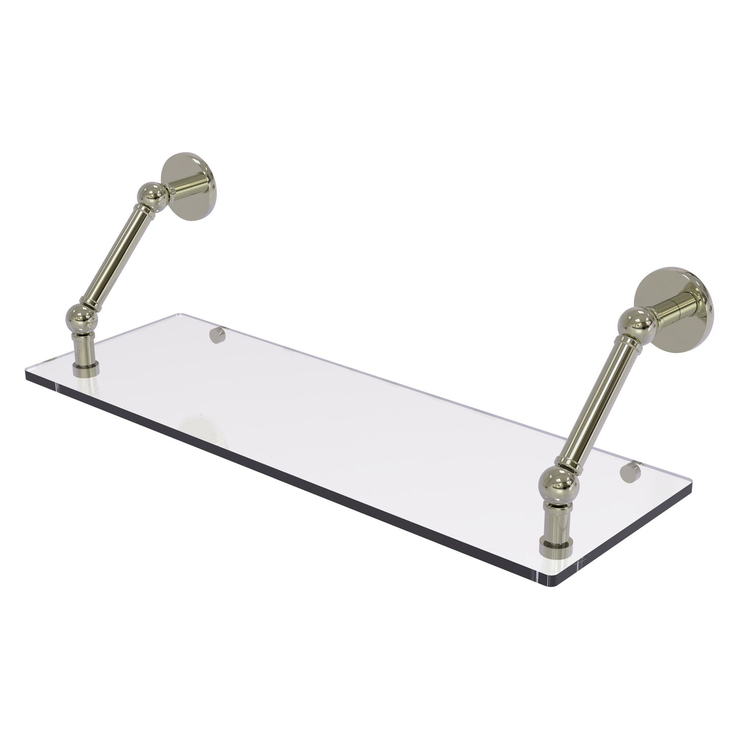 Allied Brass Prestige Skyline 24" x 8" Polished Nickel Solid Brass Floating Glass Shelf