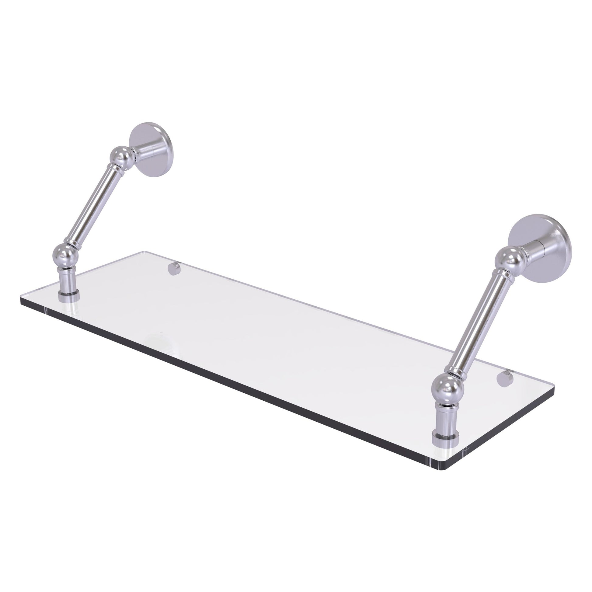 Allied Brass Prestige Skyline 24" x 8" Satin Chrome Solid Brass Floating Glass Shelf