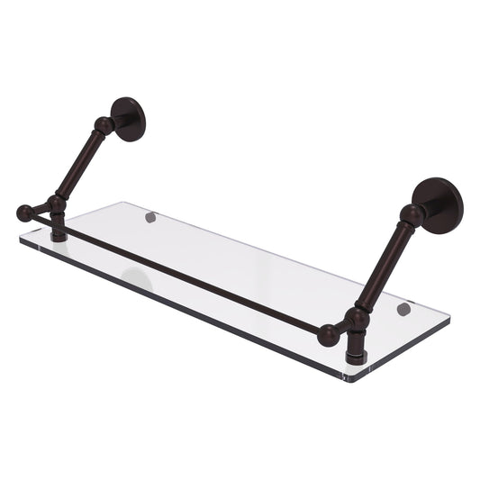 Allied Brass Prestige Skyline 24" x 8.6" Antique Bronze Solid Brass Floating Glass Shelf With Gallery Rail