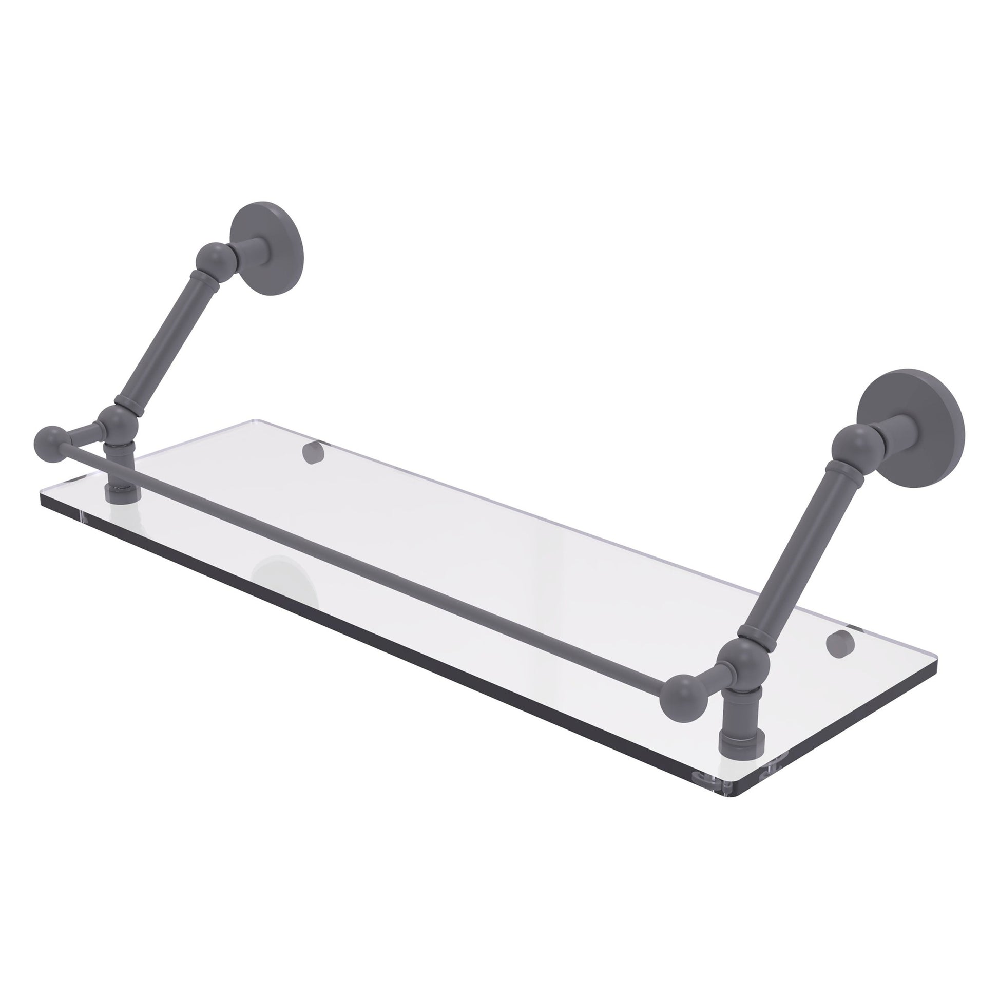Allied Brass Prestige Skyline 24" x 8.6" Matte Gray Solid Brass Floating Glass Shelf With Gallery Rail
