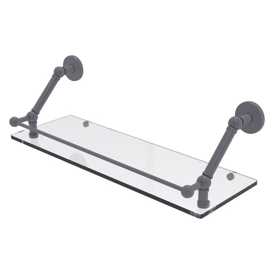Allied Brass Prestige Skyline 24" x 8.6" Matte Gray Solid Brass Floating Glass Shelf With Gallery Rail