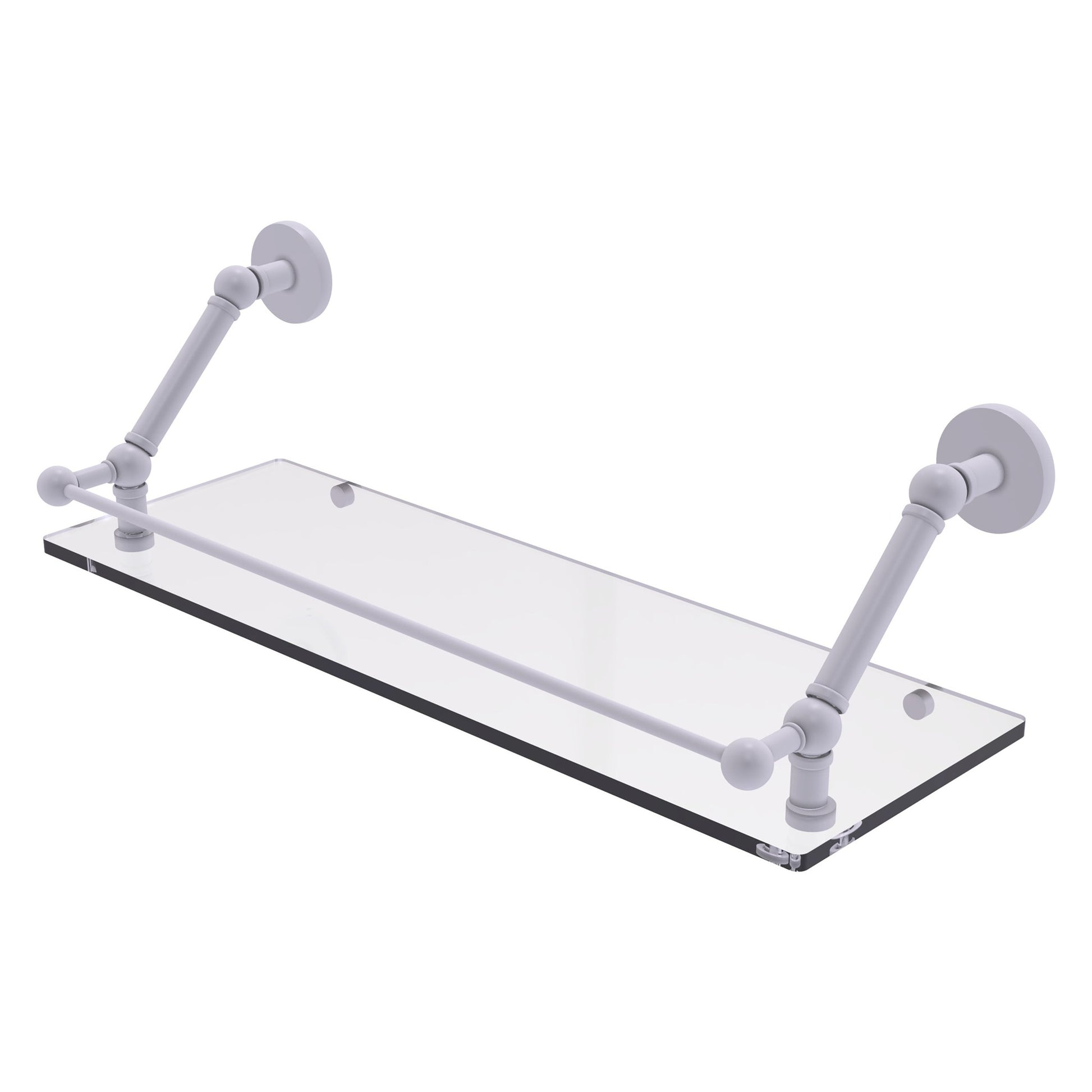 Allied Brass Prestige Skyline 24" x 8.6" Matte White Solid Brass Floating Glass Shelf With Gallery Rail