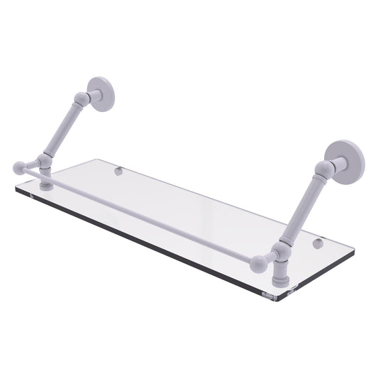 Allied Brass Prestige Skyline 24" x 8.6" Matte White Solid Brass Floating Glass Shelf With Gallery Rail
