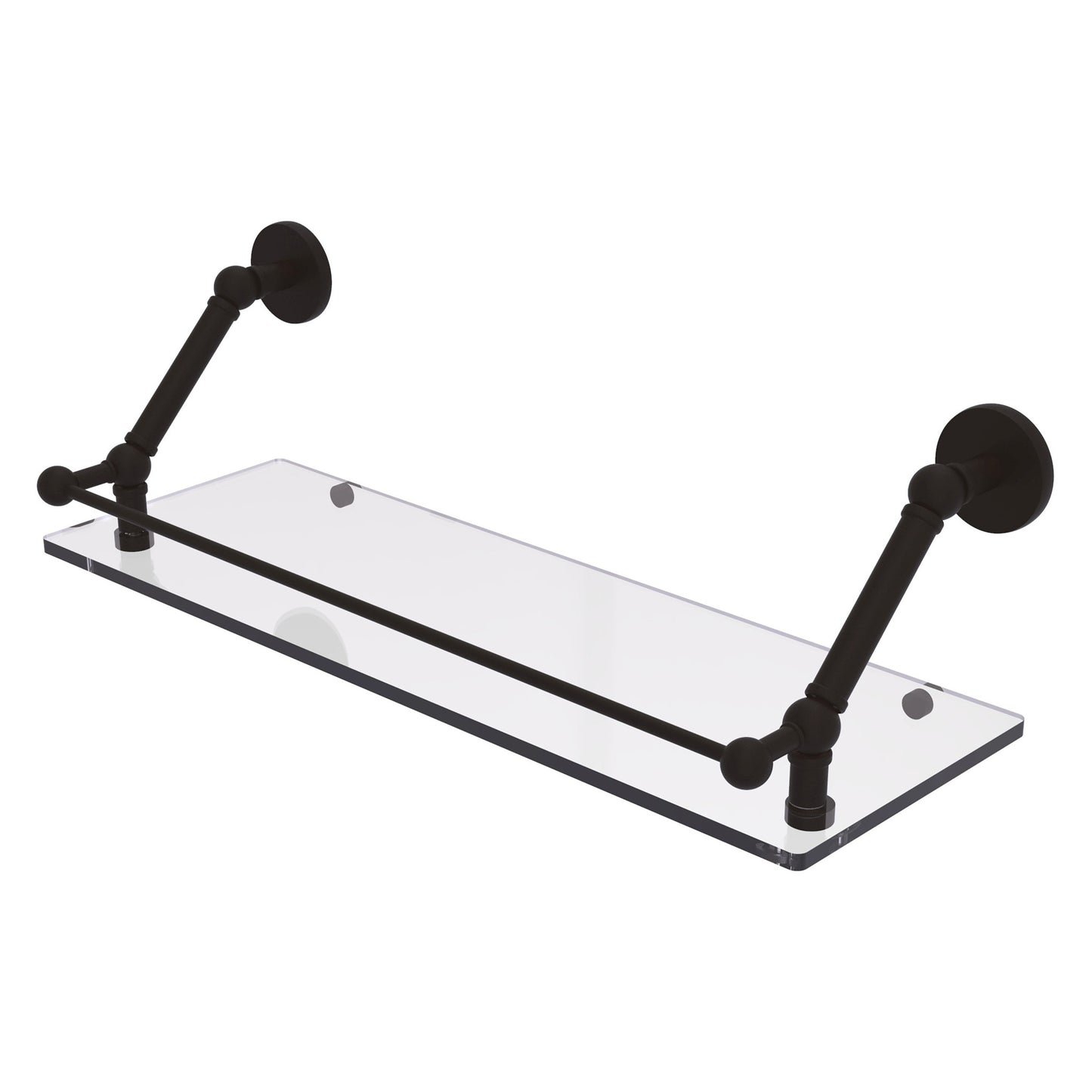 Allied Brass Prestige Skyline 24" x 8.6" Oil Rubbed Bronze Solid Brass Floating Glass Shelf With Gallery Rail