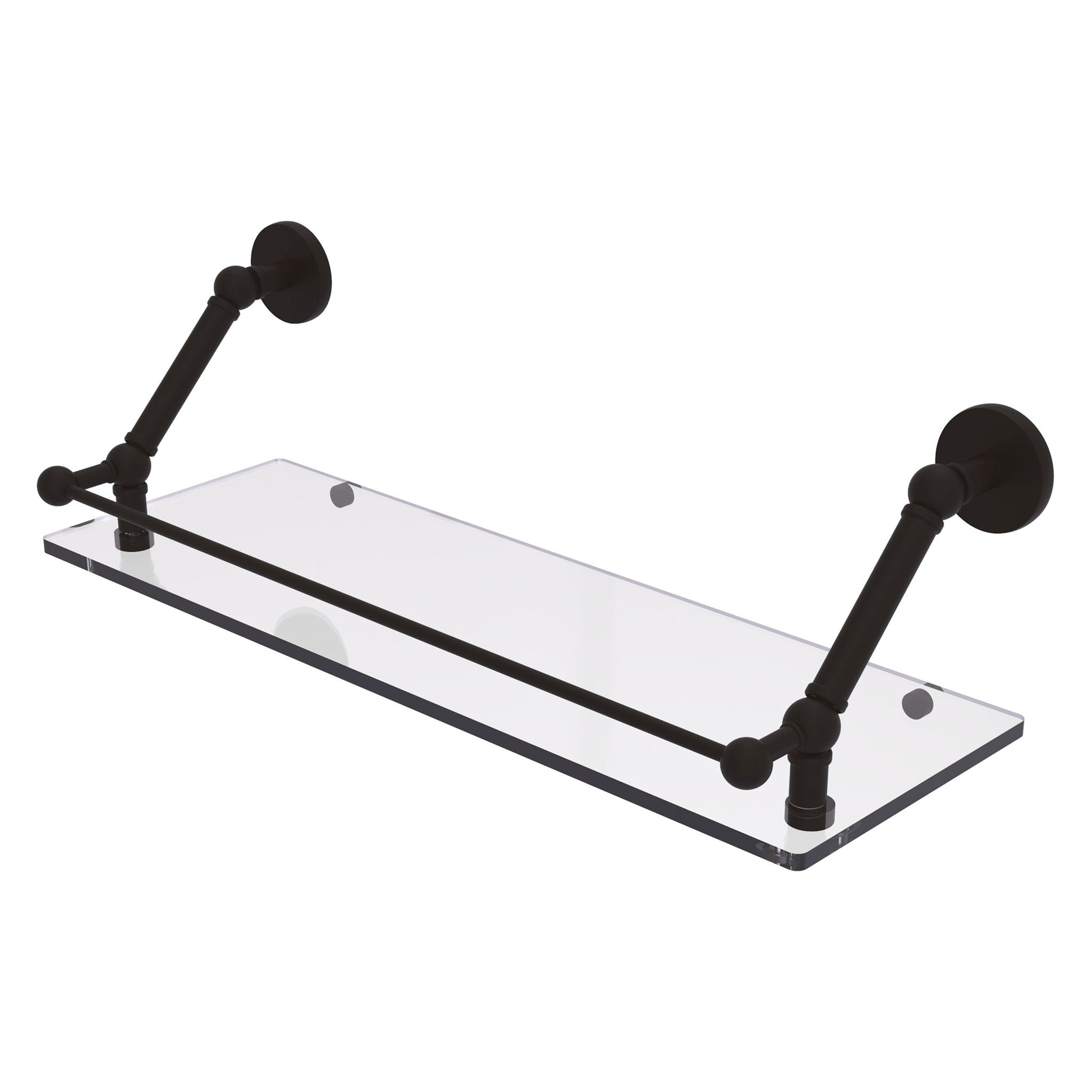 Allied Brass Prestige Skyline 24" x 8.6" Oil Rubbed Bronze Solid Brass Floating Glass Shelf With Gallery Rail