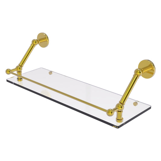 Allied Brass Prestige Skyline 24" x 8.6" Polished Brass Solid Brass Floating Glass Shelf With Gallery Rail