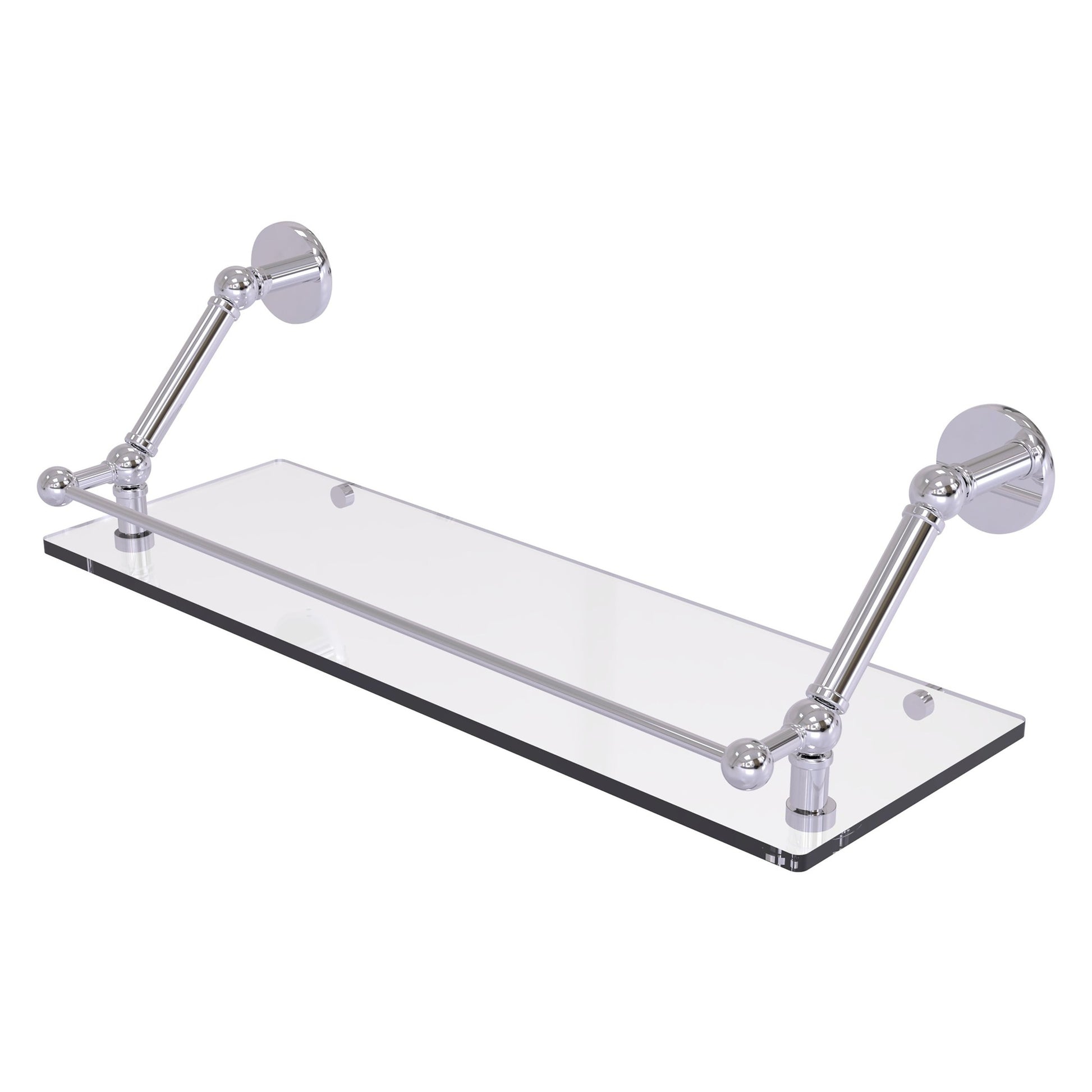 Allied Brass Prestige Skyline 24" x 8.6" Polished Chrome Solid Brass Floating Glass Shelf With Gallery Rail