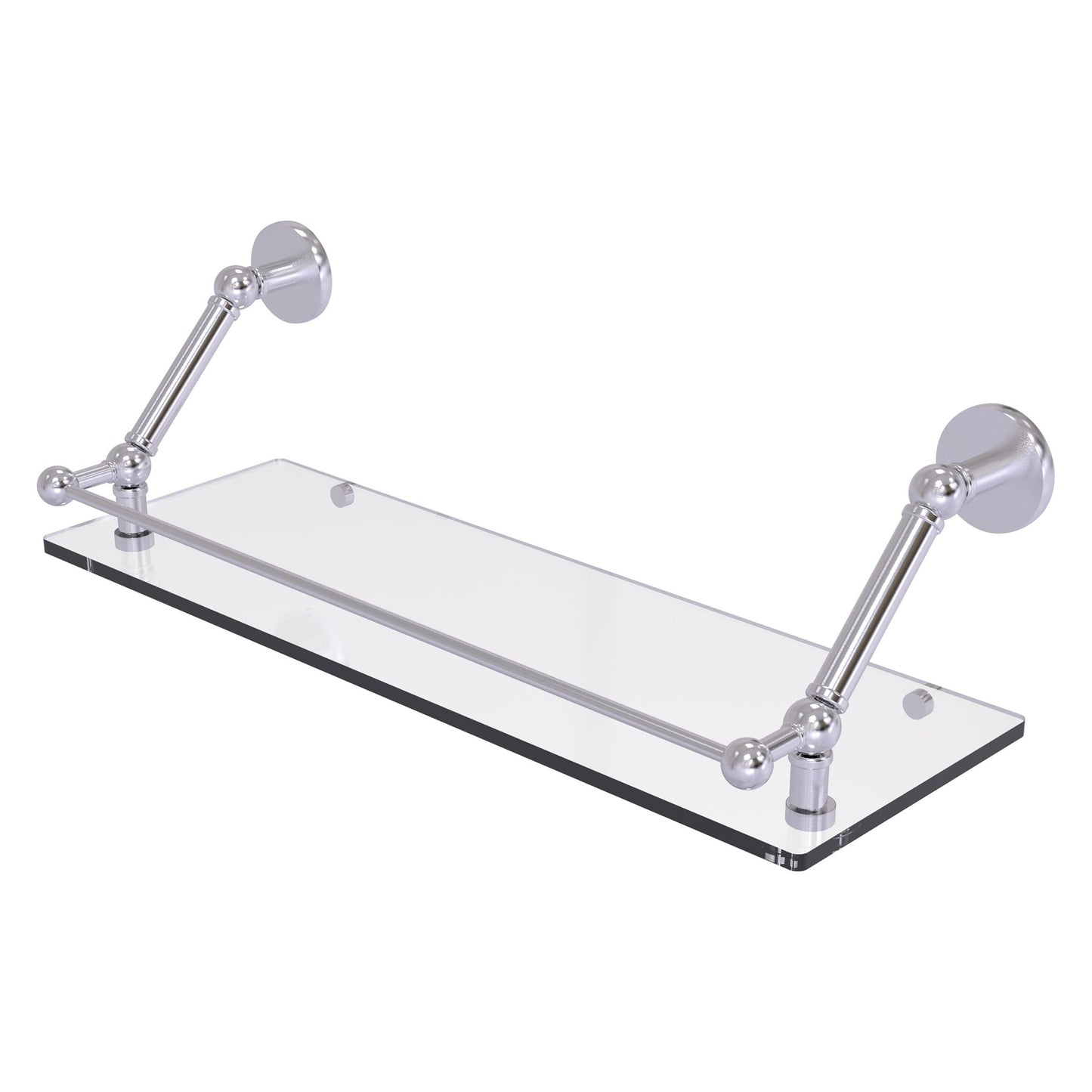 Allied Brass Prestige Skyline 24" x 8.6" Satin Chrome Solid Brass Floating Glass Shelf With Gallery Rail