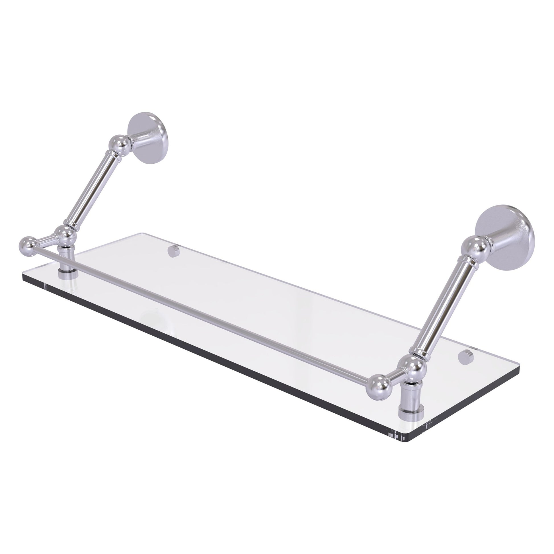 Allied Brass Prestige Skyline 24" x 8.6" Satin Chrome Solid Brass Floating Glass Shelf With Gallery Rail