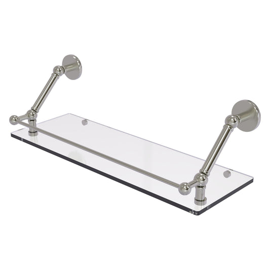 Allied Brass Prestige Skyline 24" x 8.6" Satin Nickel Solid Brass Floating Glass Shelf With Gallery Rail