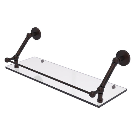 Allied Brass Prestige Skyline 24" x 8.6" Venetian Bronze Solid Brass Floating Glass Shelf With Gallery Rail