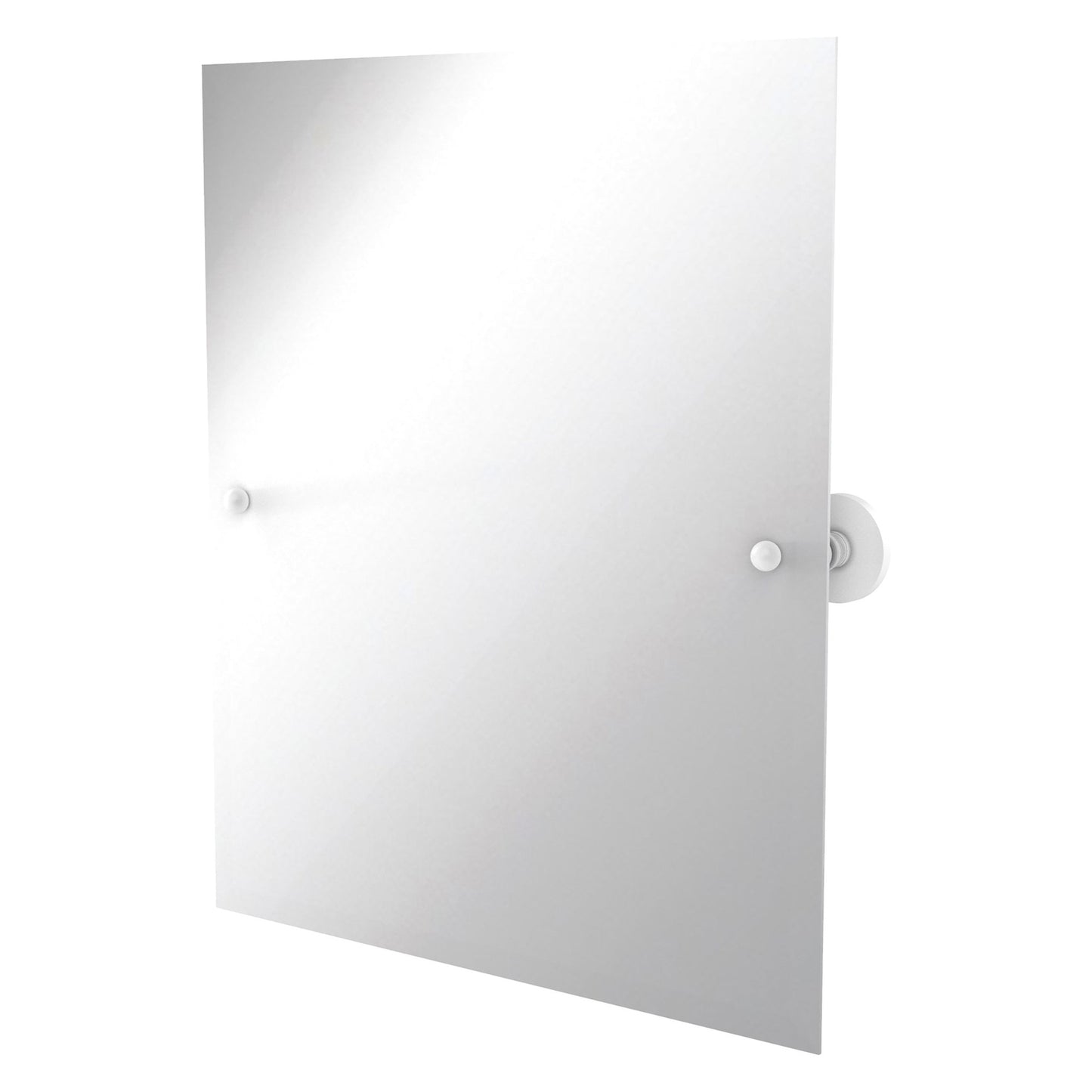 Allied Brass Prestige Skyline 26" x 21" Matte White Solid Brass Frameless Rectangular Tilt Mirror With Beveled Edge