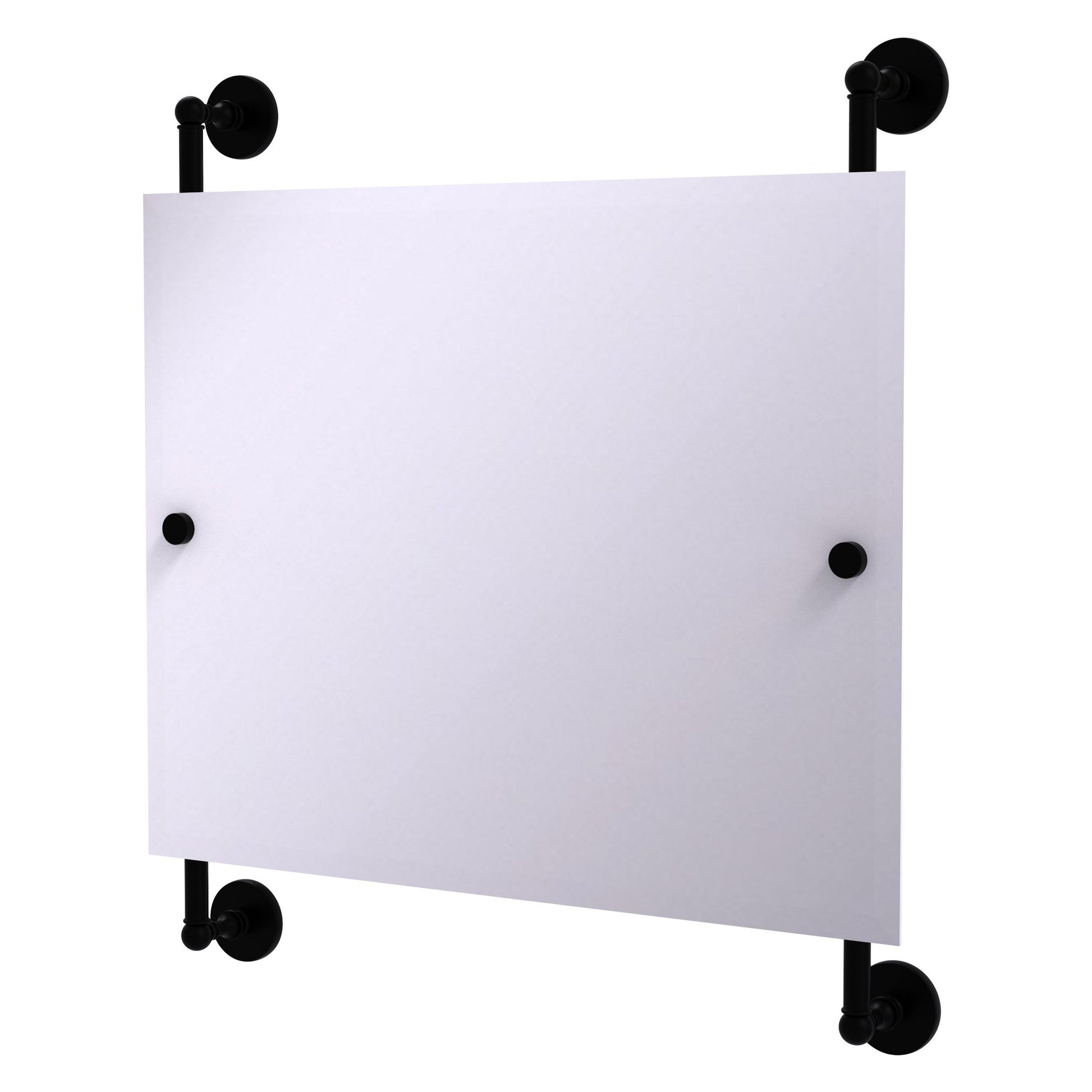 Allied Brass Prestige Skyline 26" x 3.8" Matte Black Solid Brass Rectangular Frameless Rail Mounted Mirror