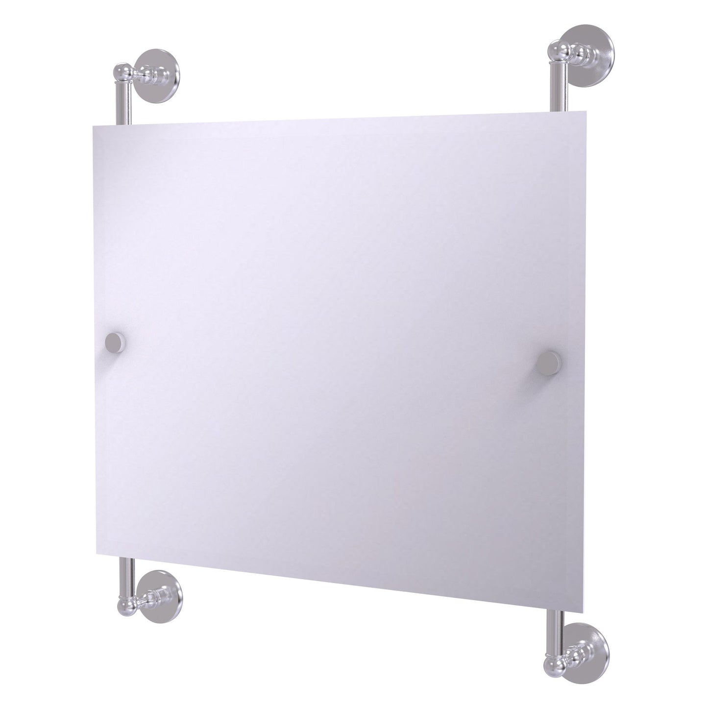 Allied Brass Prestige Skyline 26" x 3.8" Satin Chrome Solid Brass Rectangular Frameless Rail Mounted Mirror