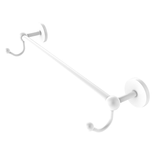Allied Brass Prestige Skyline 26.25" x 5.7" Matte White Solid Brass Towel Bar With Integrated Hooks